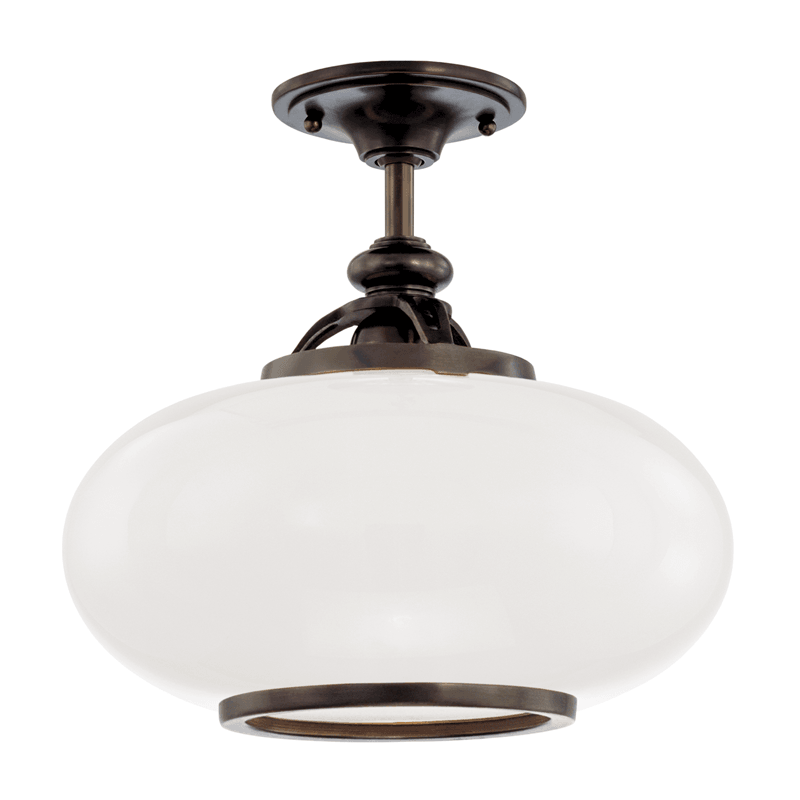 Old Bronze with Opal Glossy Glass Shade Flush Mount - LV LIGHTING