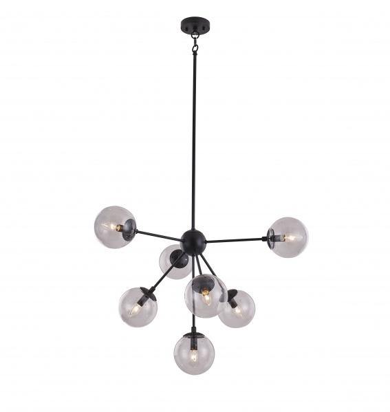 Black with Clear Glass Globe Shade Chandelier - LV LIGHTING