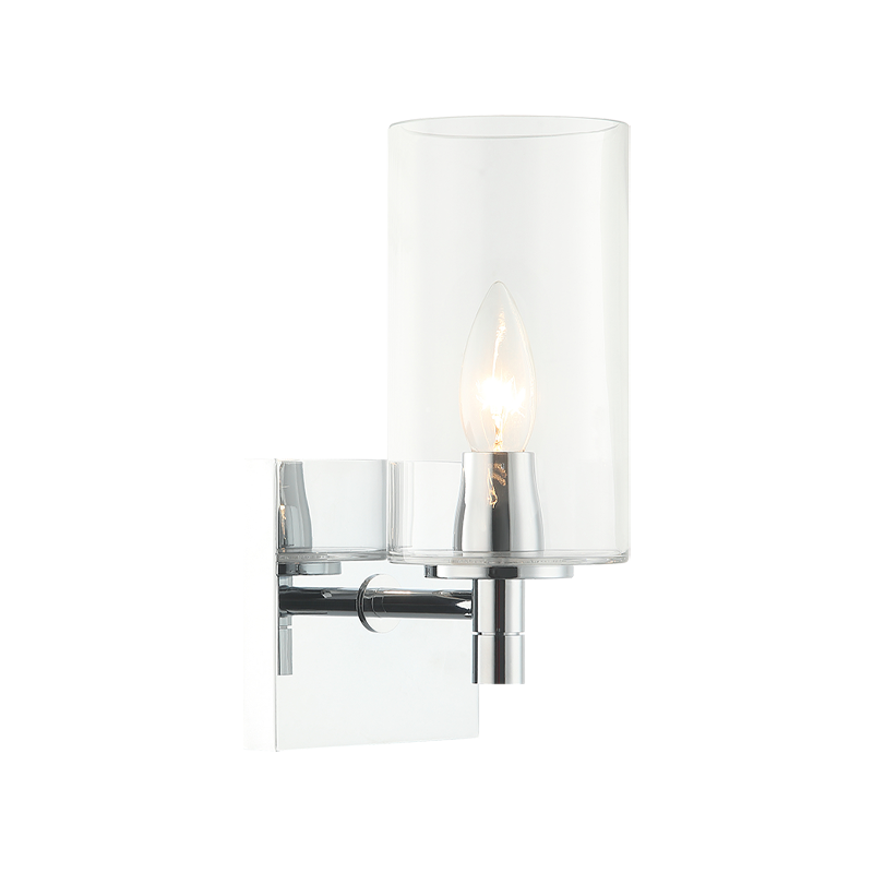Steel Frame with Cylindrical Glass Shade Wall Sconce