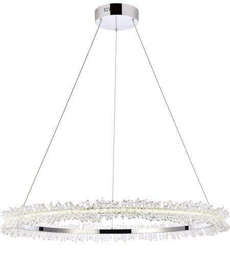 LED Chrome with Crystal Single Ring Chandelier - LV LIGHTING