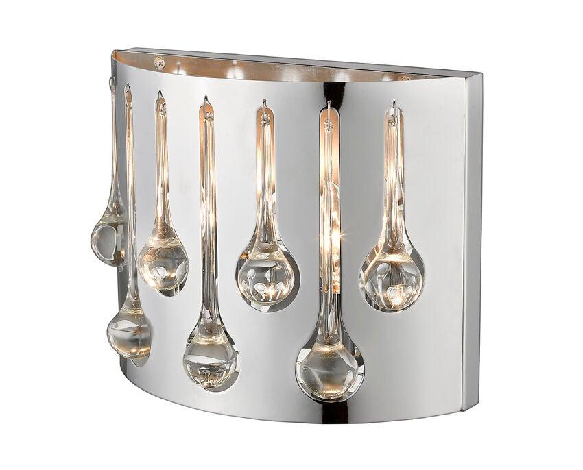 Chrome with Teardrop Crystal Round Wall Sconce - LV LIGHTING