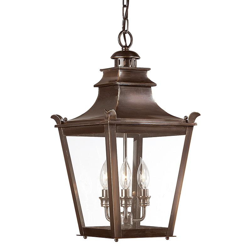 English Bronze with Clear Glass Shade Outdoor Pendant - LV LIGHTING