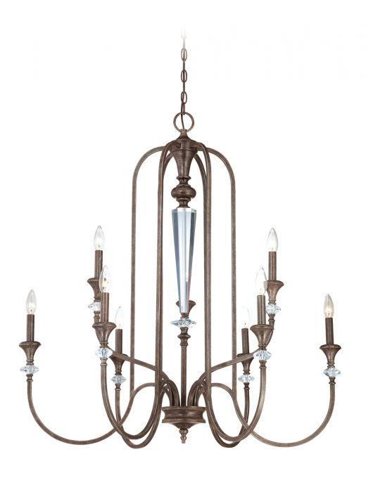 Mocha Bronze Silver Wash Curve Arms with Clear Crystal Chandelier - LV LIGHTING
