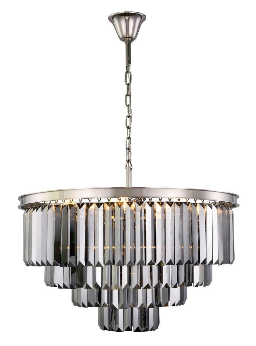 Steel Round Frame with Clear Crystal Chandelier - LV LIGHTING