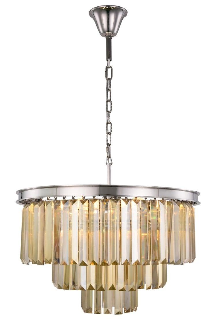 Steel Round Frame with Clear Crystal Chandelier - LV LIGHTING
