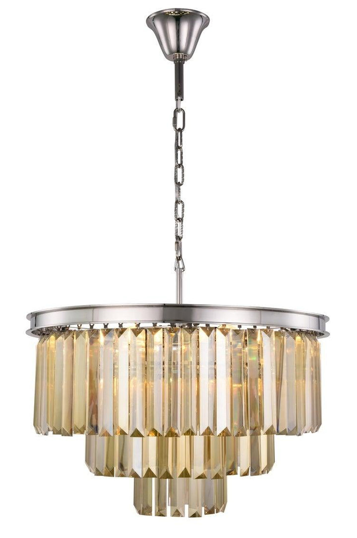 Steel Round Frame with Clear Crystal Chandelier - LV LIGHTING
