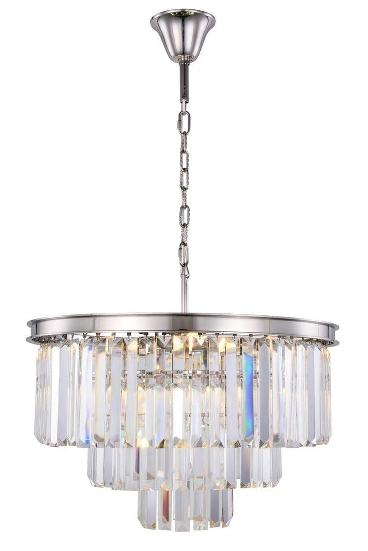 Steel Round Frame with Clear Crystal Chandelier - LV LIGHTING