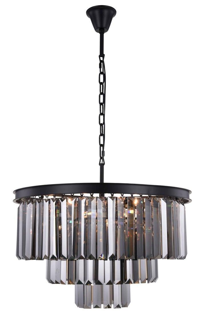 Steel Round Frame with Clear Crystal Chandelier - LV LIGHTING