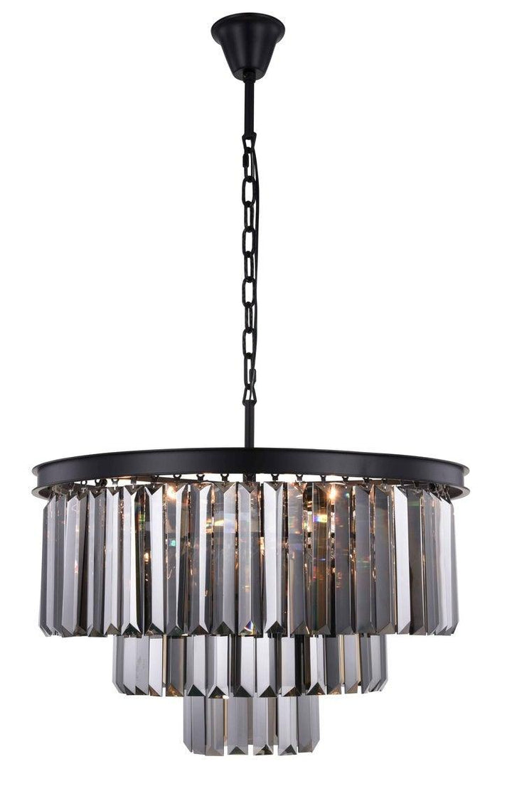 Steel Round Frame with Clear Crystal Chandelier - LV LIGHTING