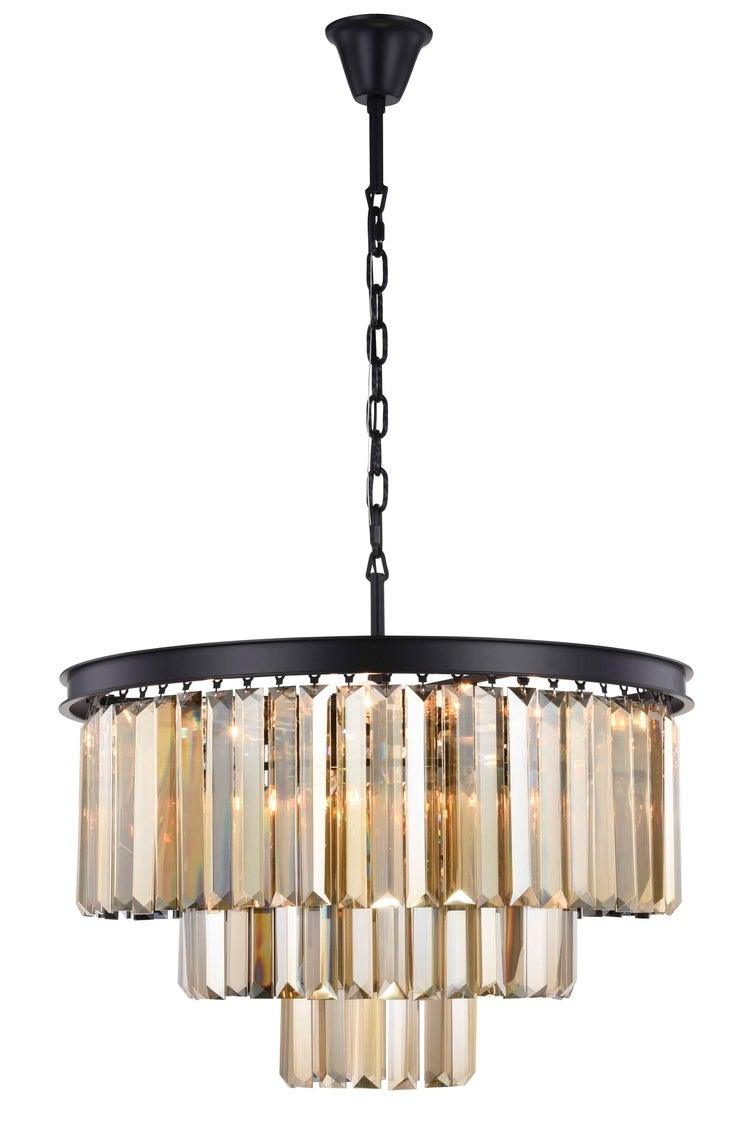 Steel Round Frame with Clear Crystal Chandelier - LV LIGHTING