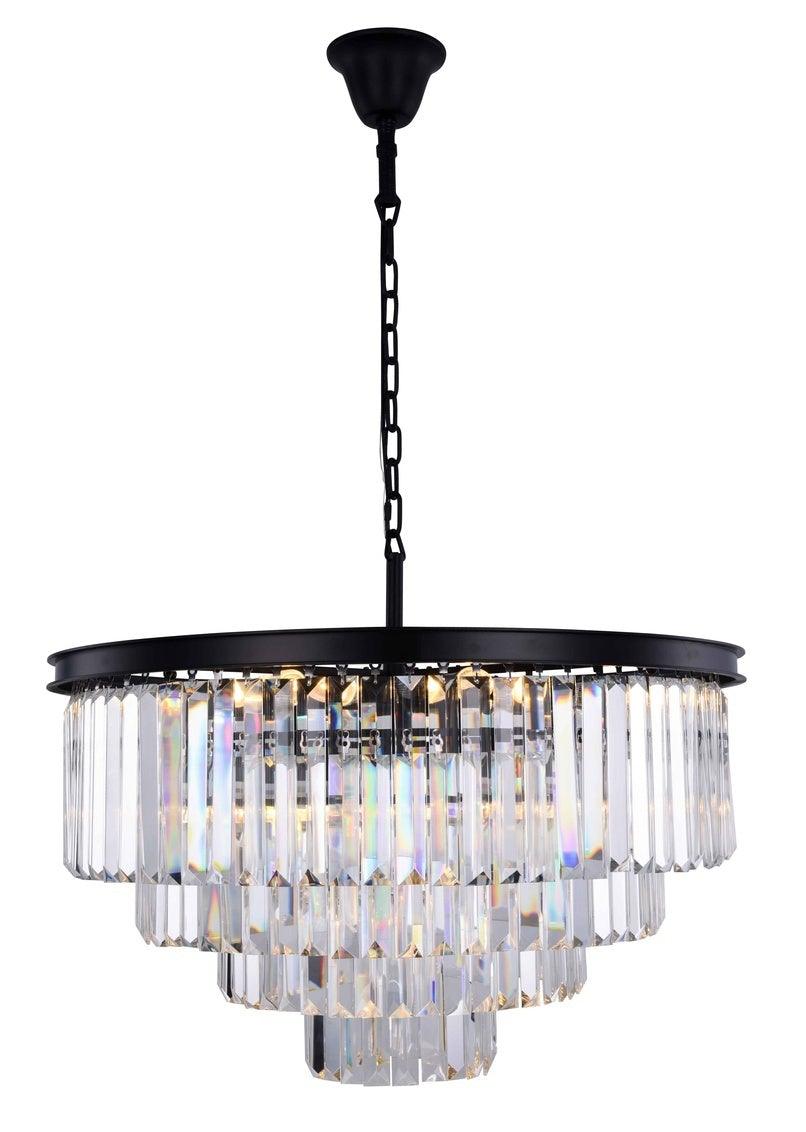 Steel Round Frame with Clear Crystal Chandelier - LV LIGHTING