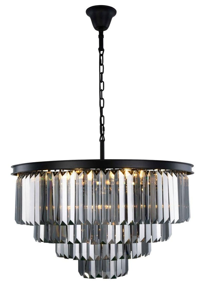 Steel Round Frame with Clear Crystal Chandelier - LV LIGHTING