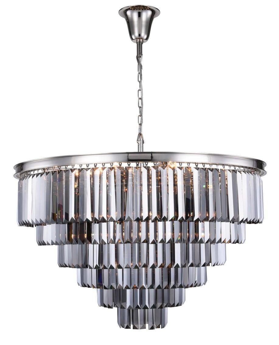 Steel Round Frame with Clear Crystal Chandelier - LV LIGHTING
