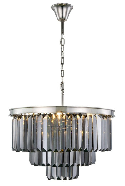 Steel Round Frame with Clear Crystal Chandelier - LV LIGHTING