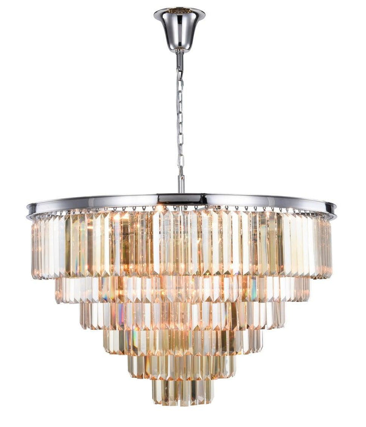 Steel Round Frame with Clear Crystal Chandelier - LV LIGHTING