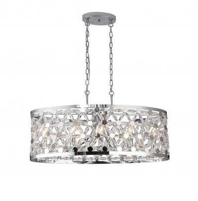Steel Oval Frame with Clear Star Crystal Linear Pendant - LV LIGHTING