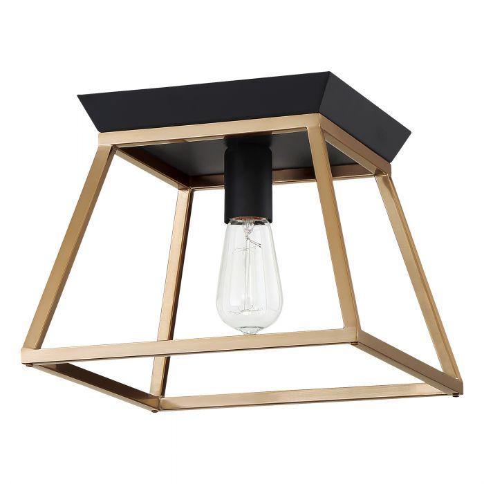 Black and Gold Caged Flush Mount - LV LIGHTING
