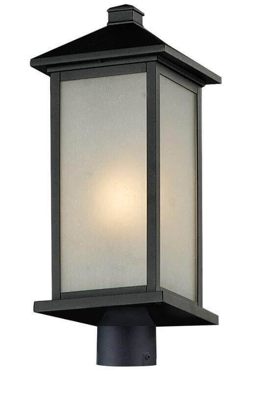 Aluminum Rectangular with Seedy Glass Shade Outdoor Post Light - LV LIGHTING