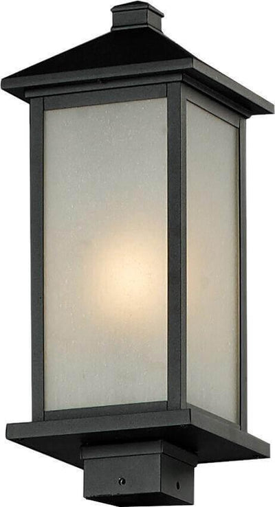 Aluminum Rectangular with Seedy Glass Shade Outdoor Post Light - LV LIGHTING
