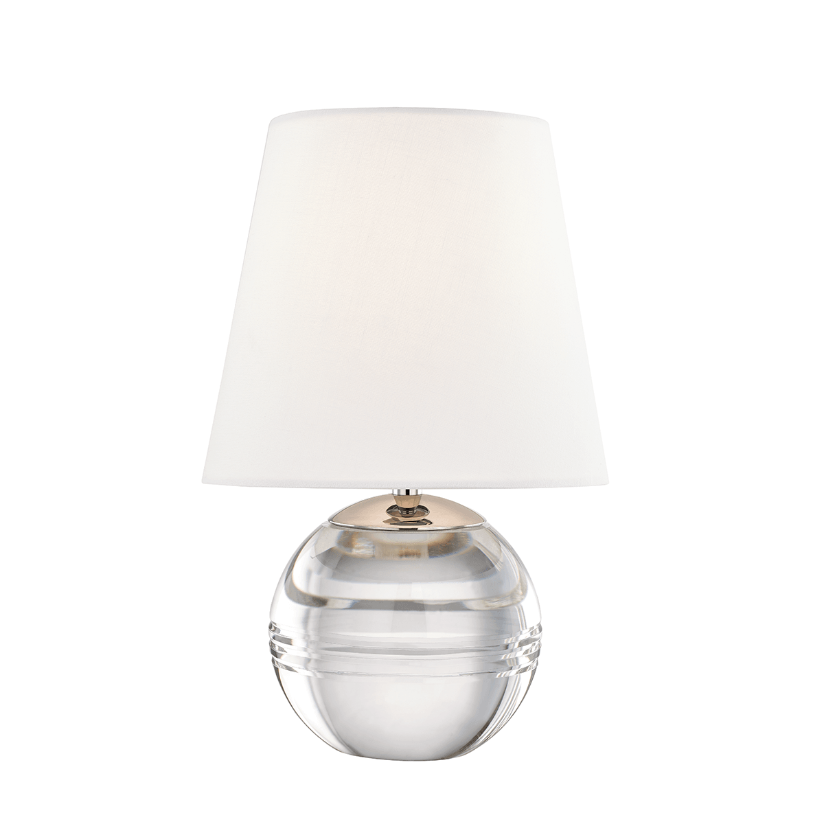 Polished Nickel with Crystal Globe Base with Fabric Shade Table Lamp - LV LIGHTING