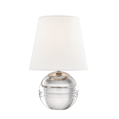 Polished Nickel with Crystal Globe Base with Fabric Shade Table Lamp - LV LIGHTING