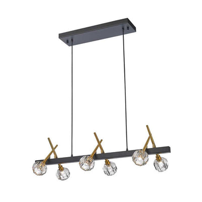 Antique Brass and Black with Crystal Pendant - LV LIGHTING