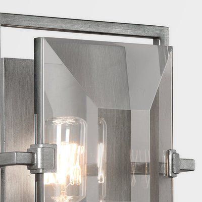 Steel Frame with Smoke Crystal Shade Rectangular Wall Sconce