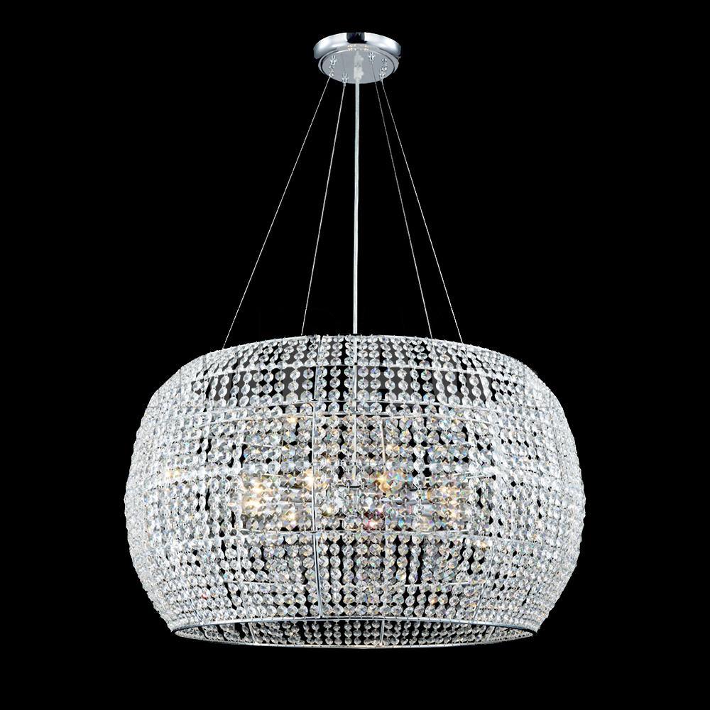 Chrome with Crystal Strand Round Chandelier - LV LIGHTING