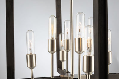Steel with Wood Square Frame Chandelier