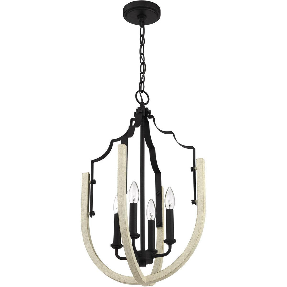 Cottage White with Espresso Frame Pendant - LV LIGHTING