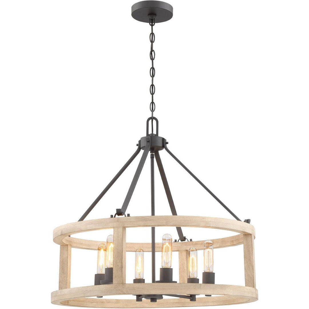 Cast Iron with Distressed Oak Frame Chandelier - LV LIGHTING