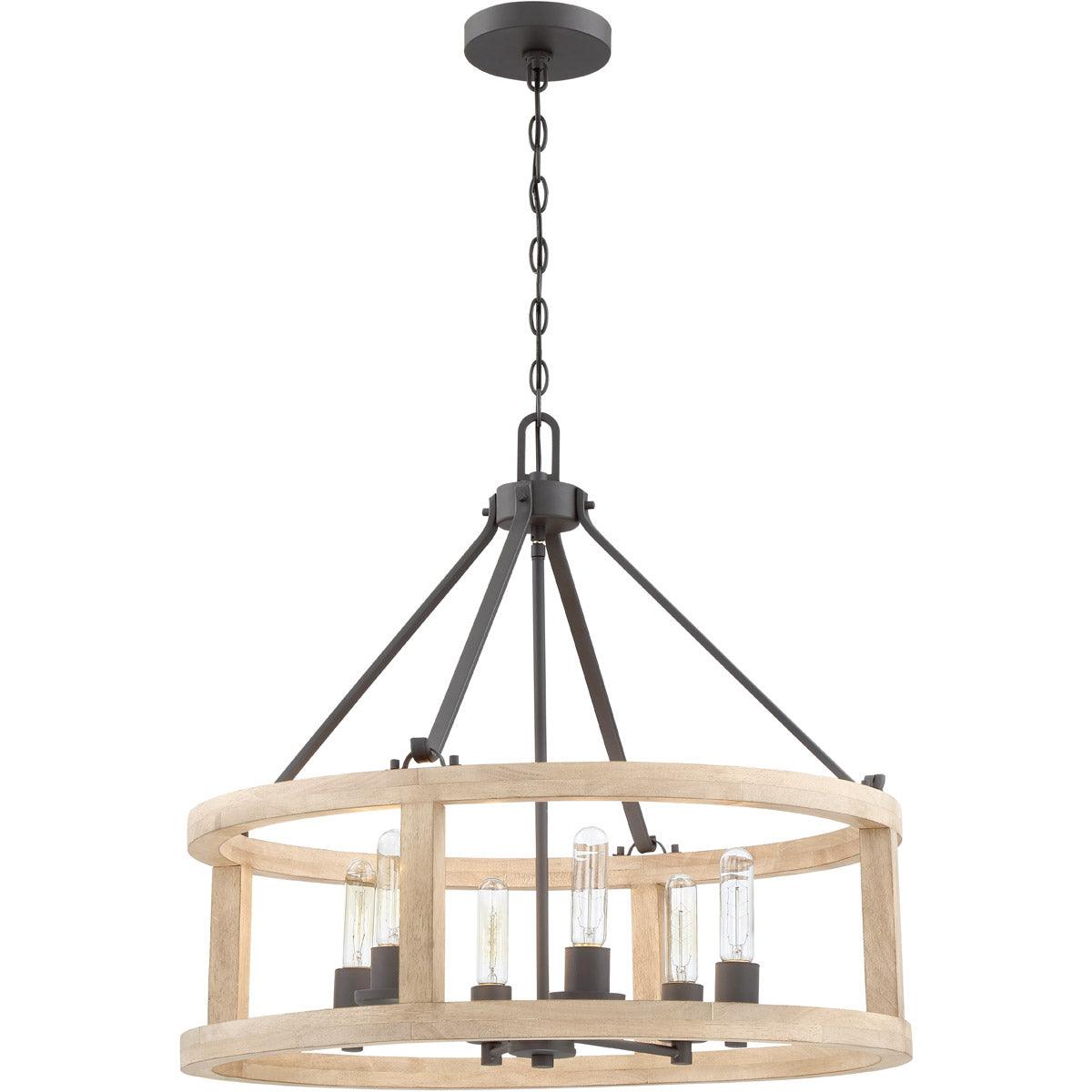Cast Iron with Distressed Oak Frame Chandelier - LV LIGHTING