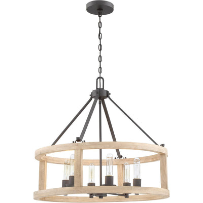 Cast Iron with Distressed Oak Frame Chandelier - LV LIGHTING