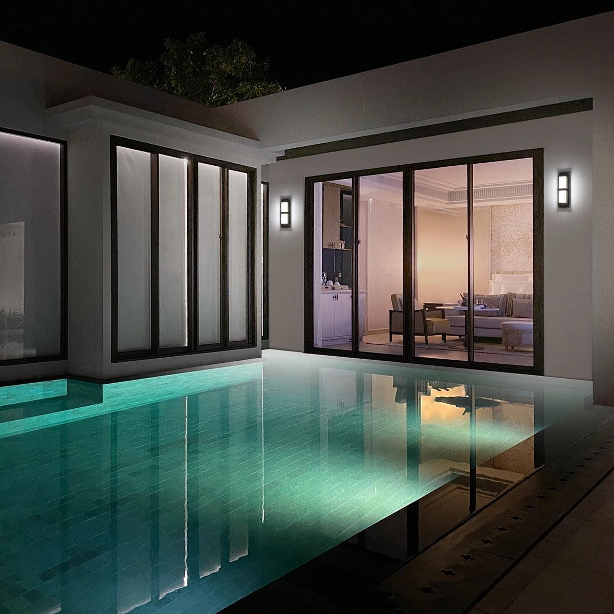 LED Aluminum Frame with Glass Diffuser Outdoor Wall Sconce - LV LIGHTING