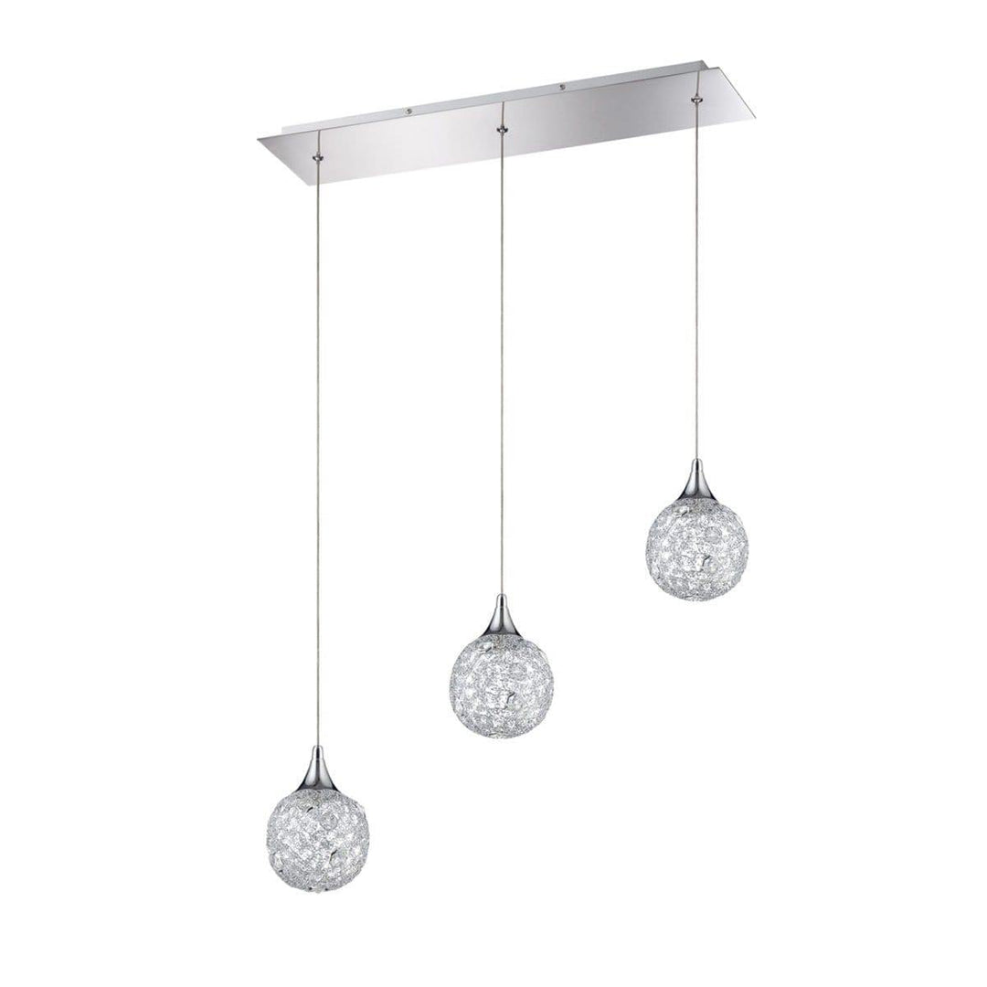 Chrome with Crystal Bar 3 to 5 Light Pendant - LV LIGHTING