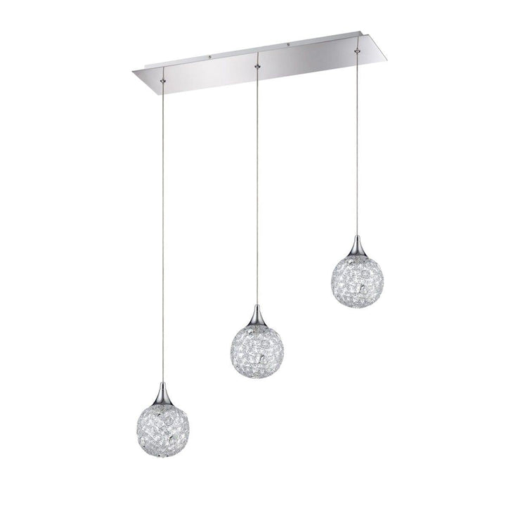 Chrome with Crystal Bar 3 to 5 Light Pendant - LV LIGHTING