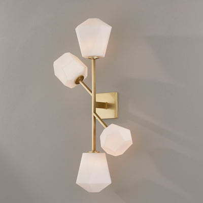 Steel Frame with Whimsical Opal Etched Glass Shade Wall Sconce