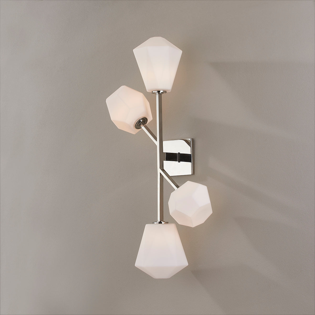 Steel Frame with Whimsical Opal Etched Glass Shade Wall Sconce