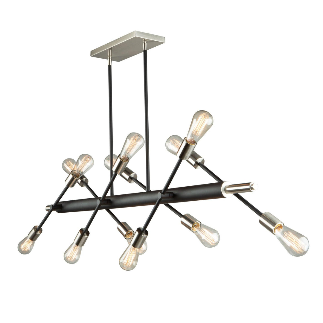 Matte Black with Brushed Nickel Frame Linear Adjustable Chandelier - LV LIGHTING