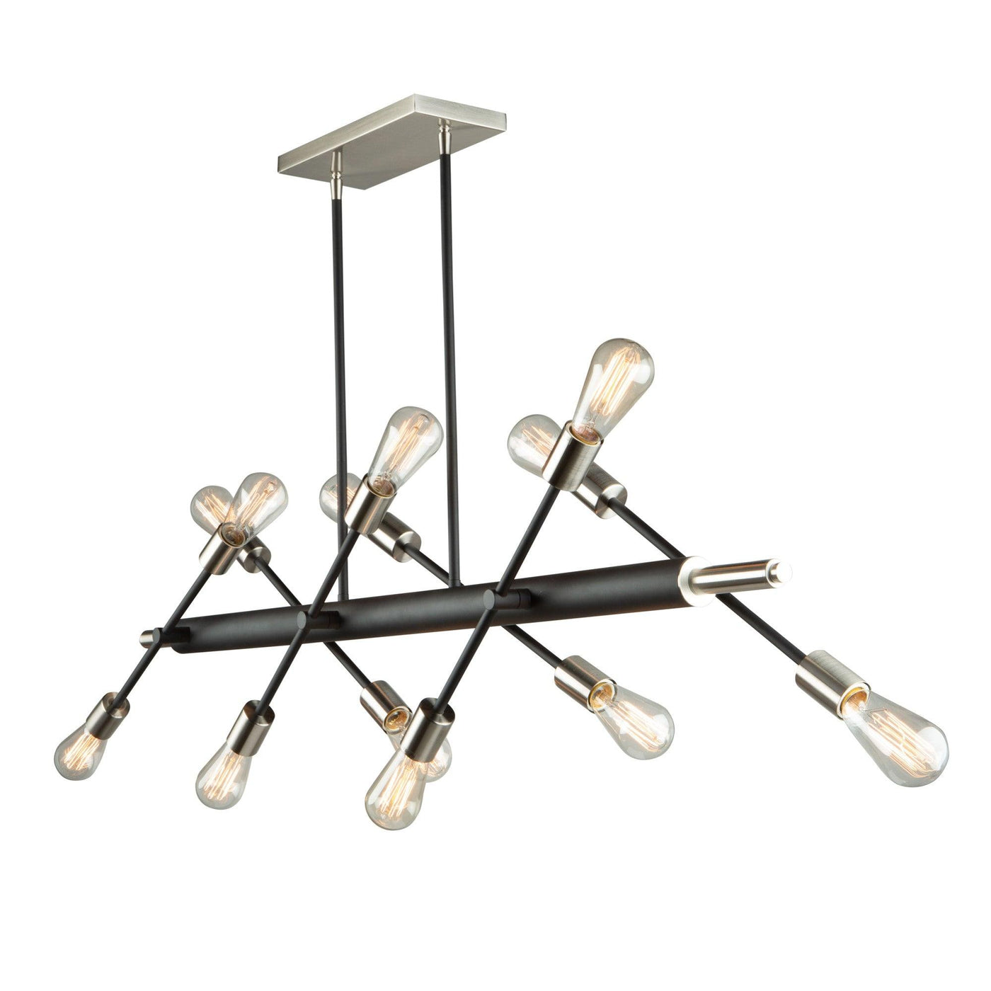 Matte Black with Brushed Nickel Frame Linear Adjustable Chandelier - LV LIGHTING