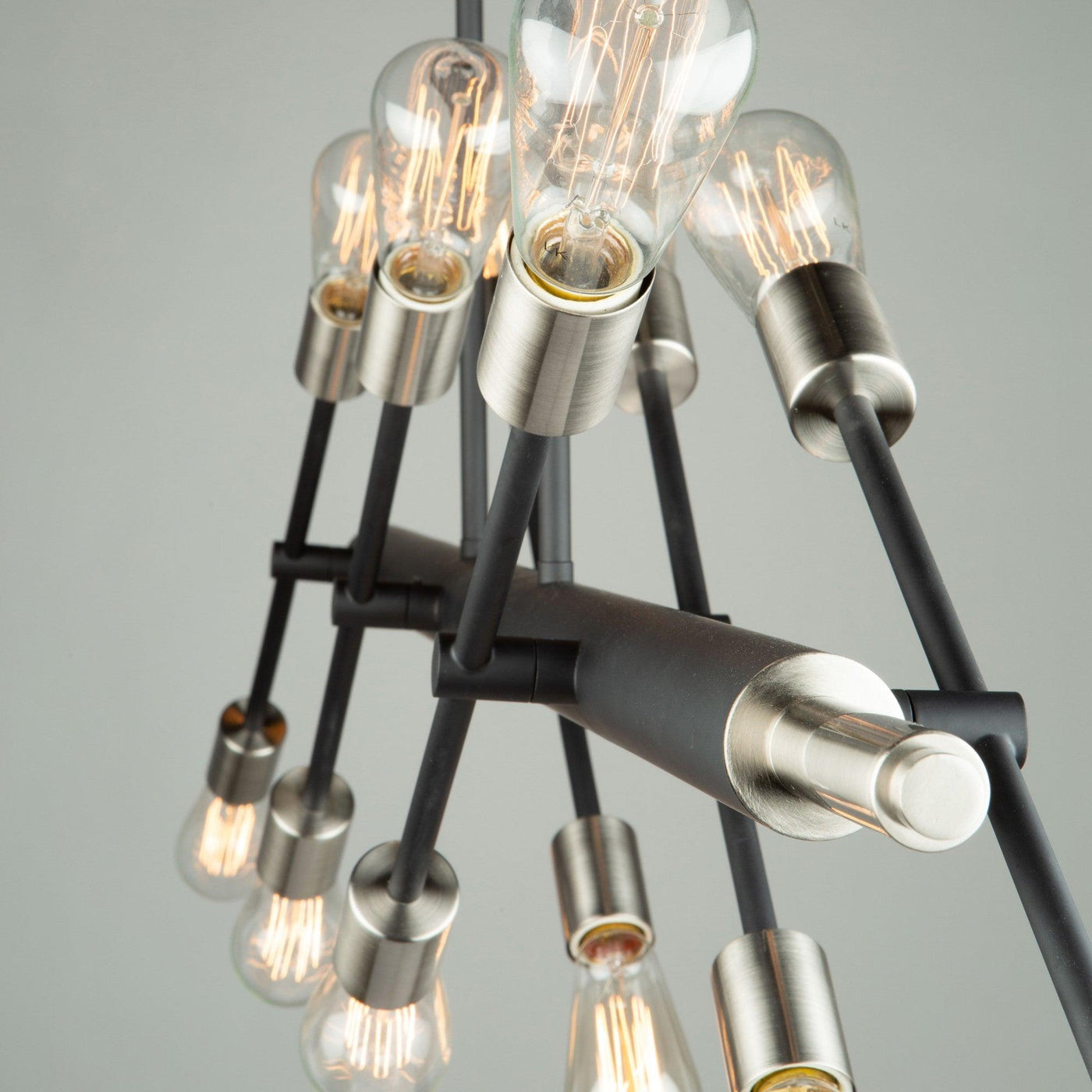 Matte Black with Brushed Nickel Frame Linear Adjustable Chandelier - LV LIGHTING