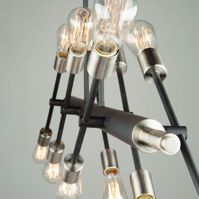 Matte Black with Brushed Nickel Frame Linear Adjustable Chandelier - LV LIGHTING