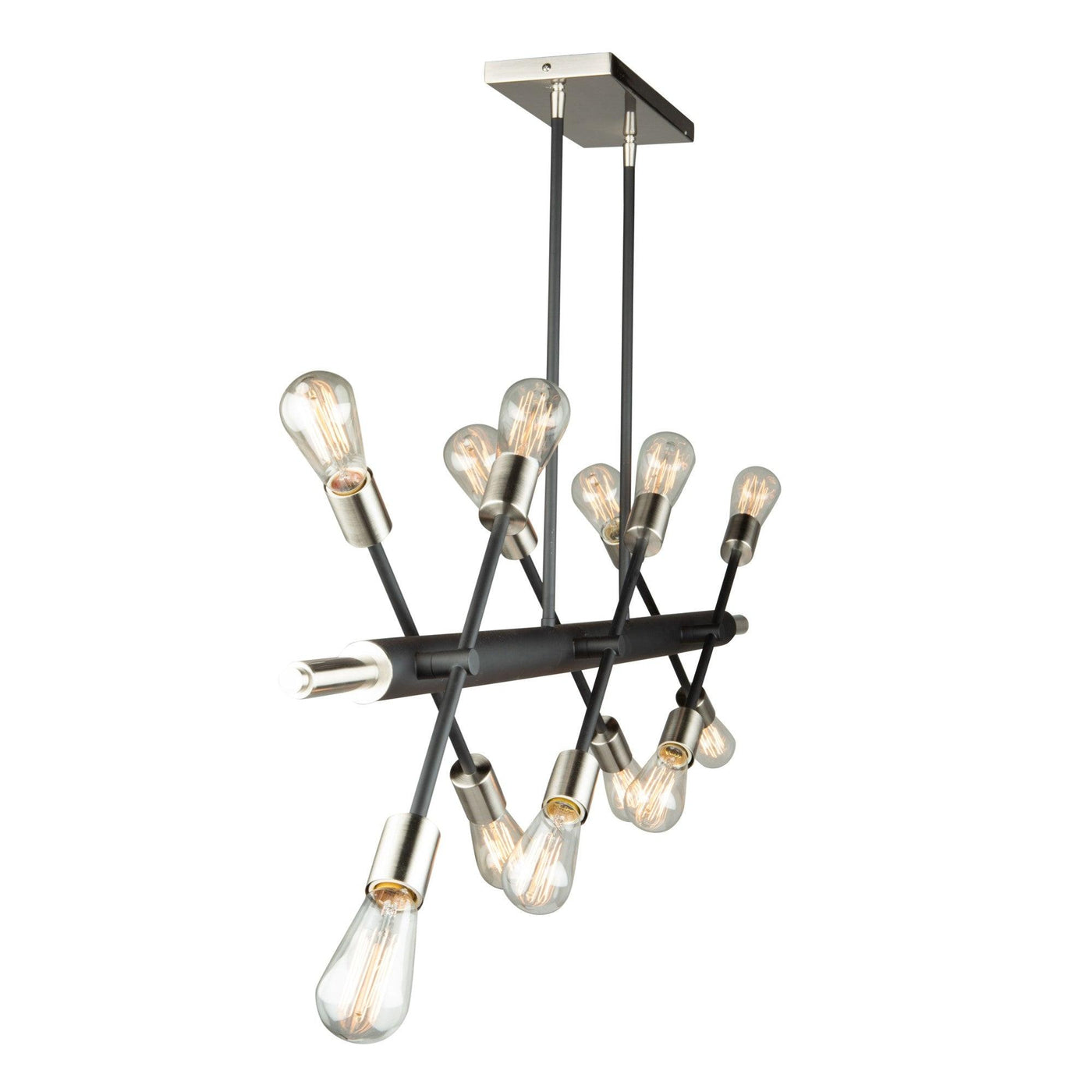 Matte Black with Brushed Nickel Frame Linear Adjustable Chandelier - LV LIGHTING
