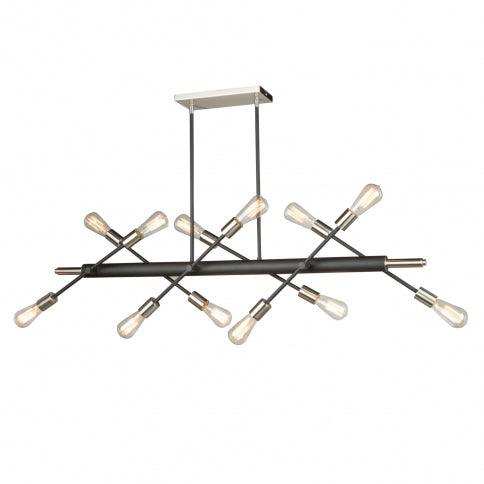Matte Black with Brushed Nickel Frame Linear Adjustable Chandelier - LV LIGHTING