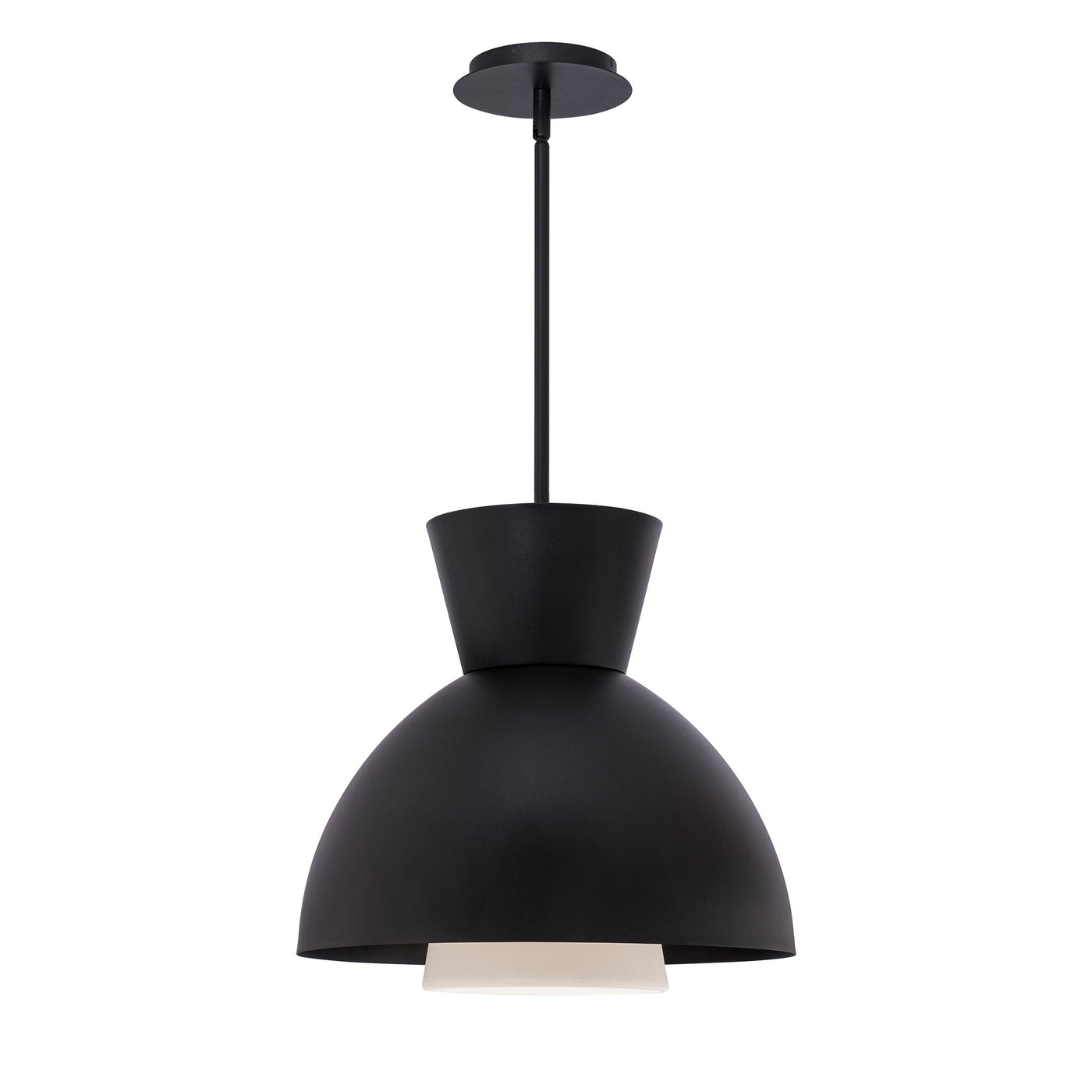 LED Black Conical Shade with Acrylic Diffuser Pendant