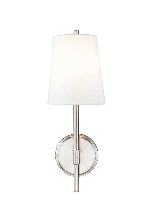 Steel with Round White Fabric Shade Wall Sconce - LV LIGHTING