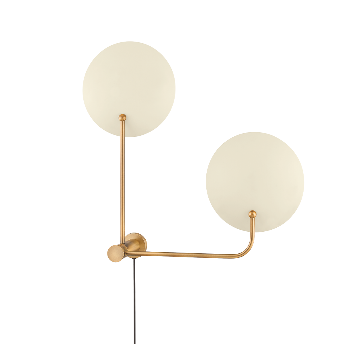 Patina Brass Rod with Circular Shade Plug In Adjustable Wall Sconce