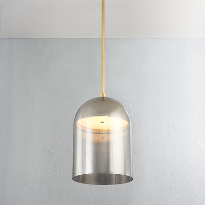 Aged Brass Frame with Opal Glossy Glass Shade Pendant