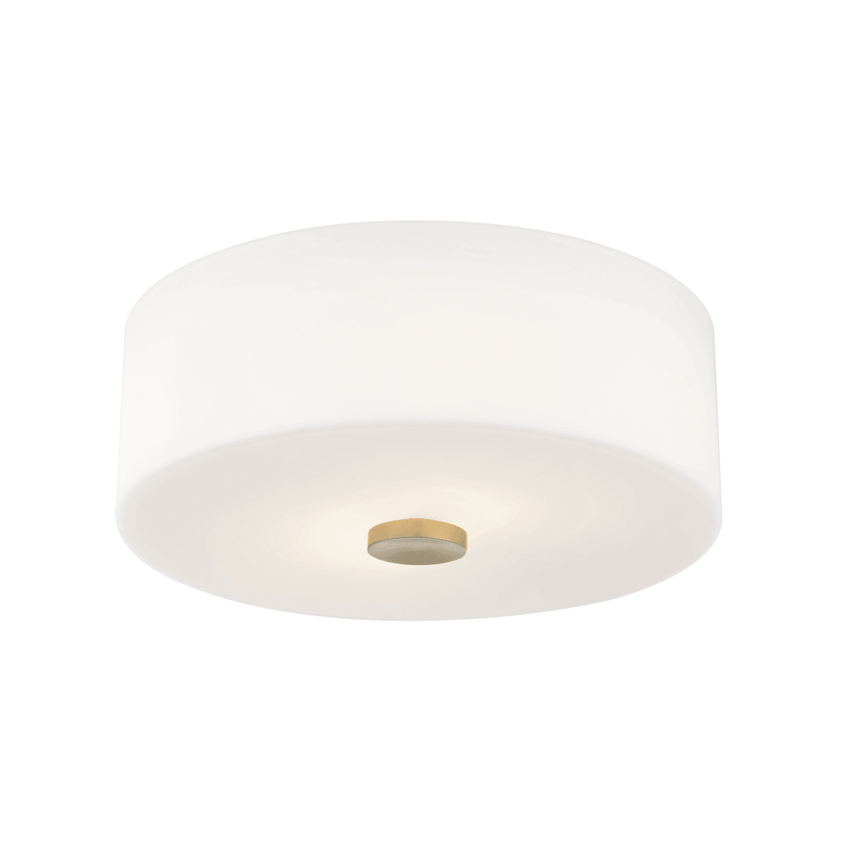 Round Opal Acid Etched Glass Shade with Steel Knob Flush Mount - LV LIGHTING