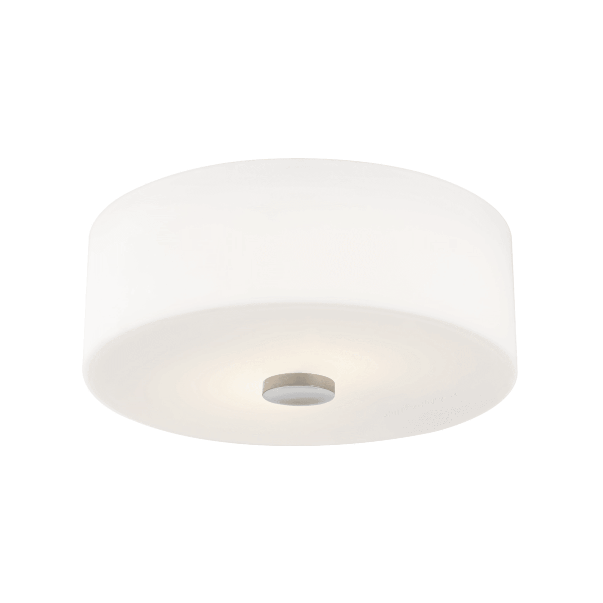 Round Opal Acid Etched Glass Shade with Steel Knob Flush Mount - LV LIGHTING